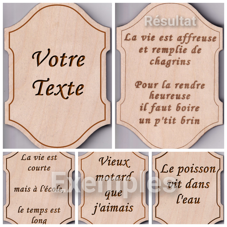 Gravure Laser sur cuir, bois, métal, pierre et découpe de bois, cuir et autres